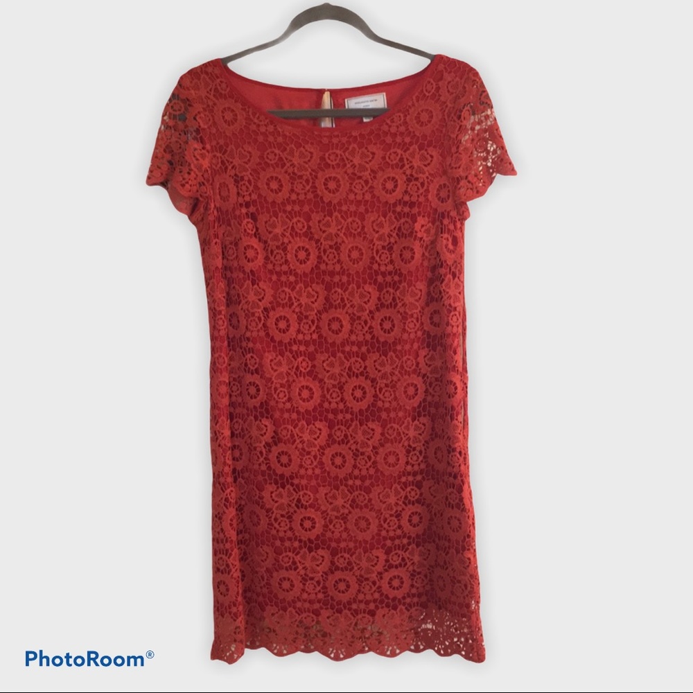 Anthropologie Burnt orange lace dress
